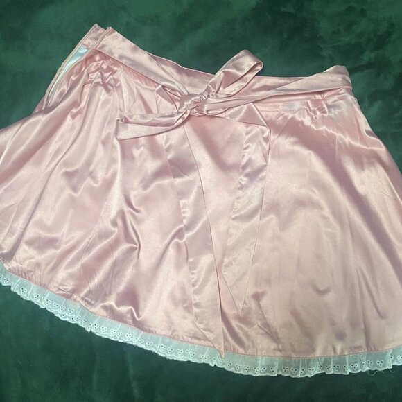 SOLD - New Dolls Kill Strawberry Shortcake Pink Satin Skirt Large - Picture 4 of 8